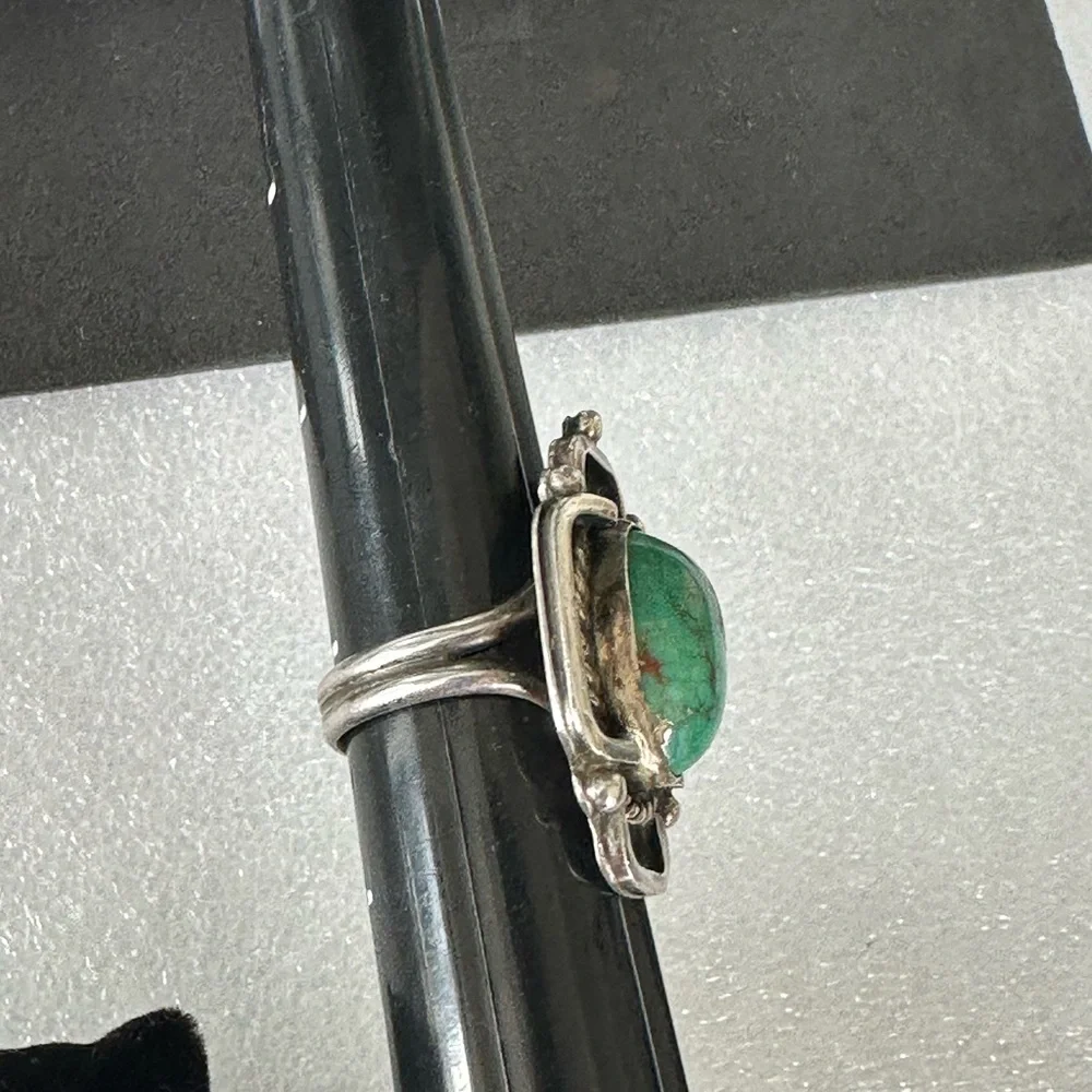 Sterling Silver Turquoise Statement Ring - Green & Brown